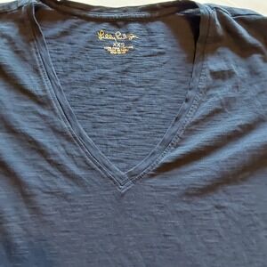Lilly Pulitzer Women's Etta V-Neck Top Short Sleeve Pima Cotton Navy Blue Sz XXS